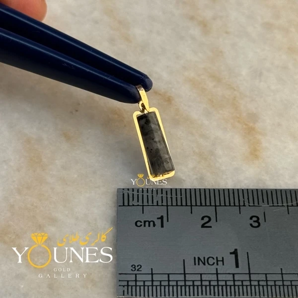 آویز طلا سنگ کوارتز خاکستری مشکی